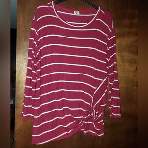 Maroon And White Striped Long Sleeve Shirt